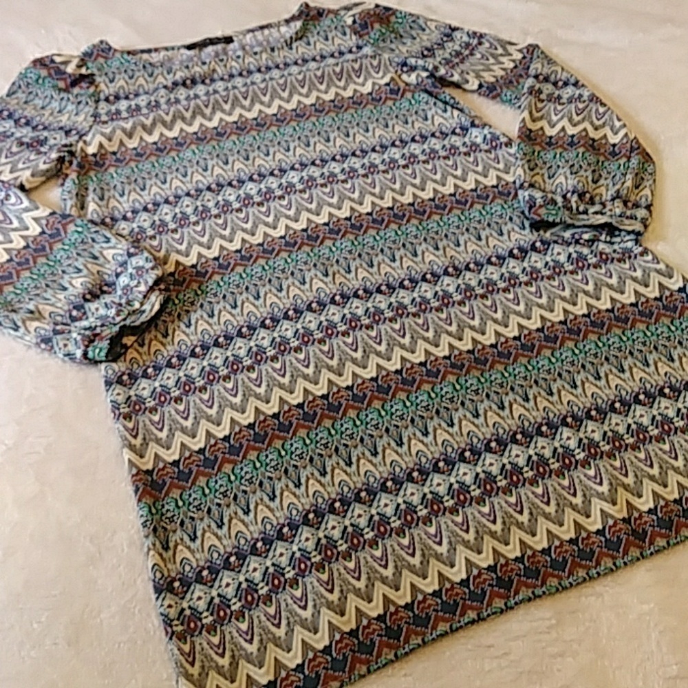 Honey Punch Multicolored Long Sleeve Tunic Dress